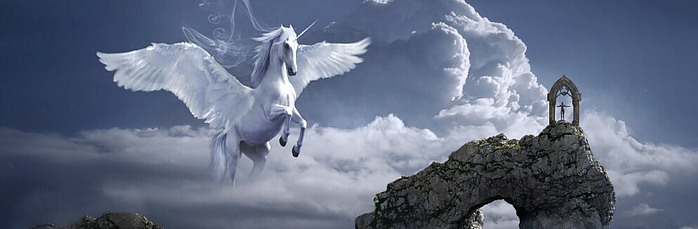 a pegasus unicorn flying emphasizing that amazing things are possible even out of darkness