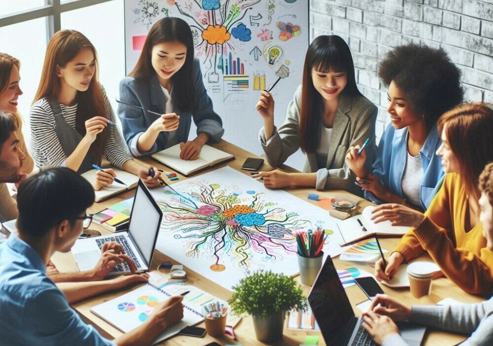 a group of people creating engaging content