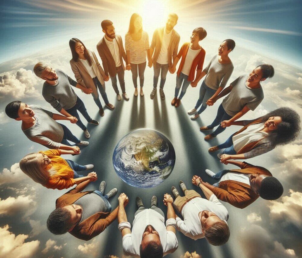 a group of people holding hands and demonstrating the power of community