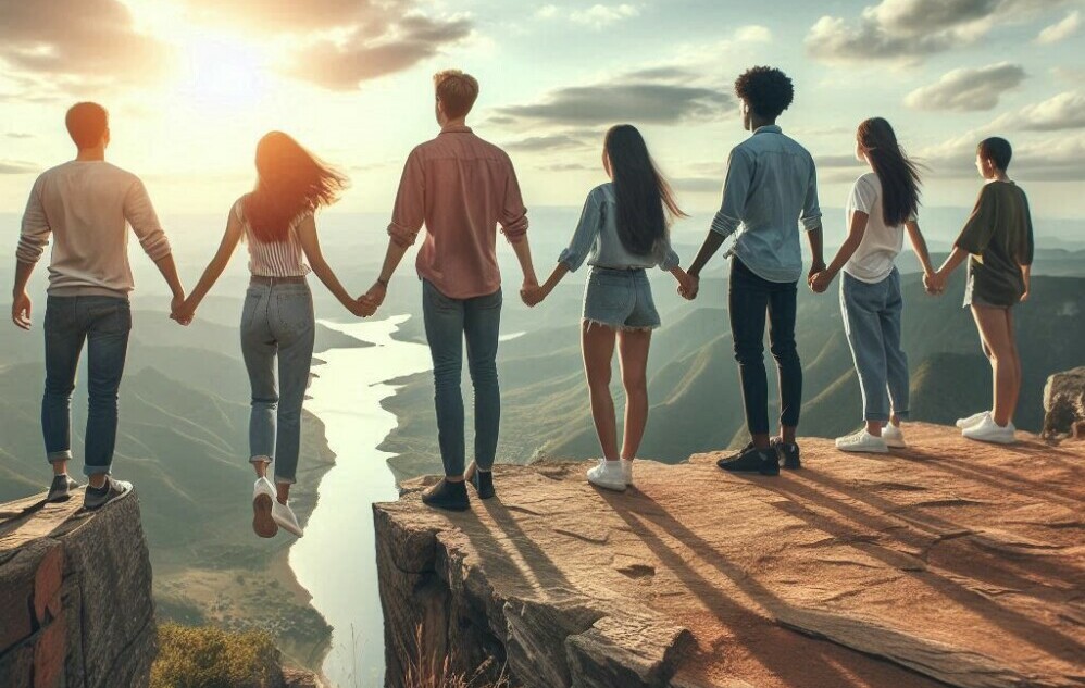 a group of people showing bravery, courage and trust