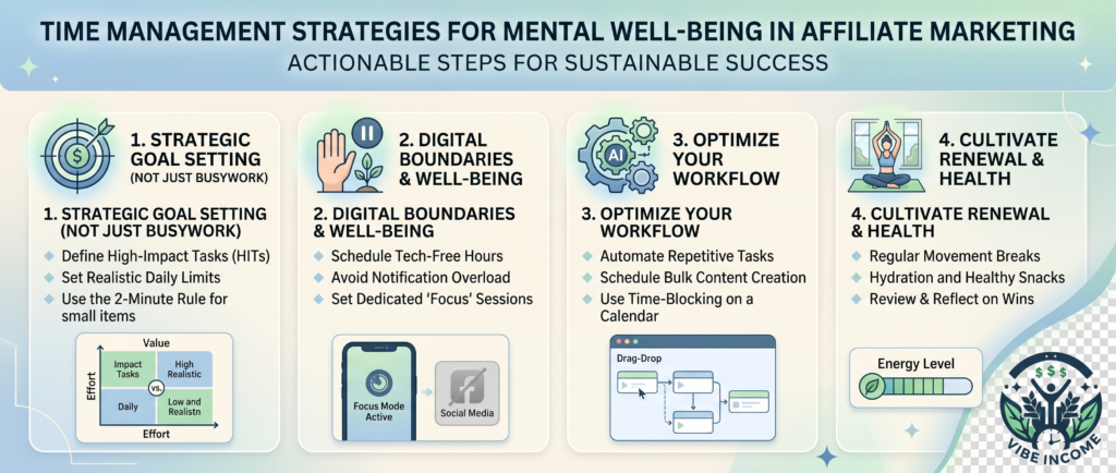 Time Management Strategies For Mental Well-Being In Affiliate Marketing: 4 Actionable Steps for Sustainable Success