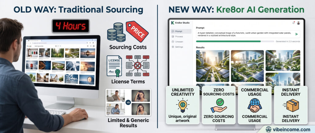 Image Generation: Traditional Sourcing vs Kre8or AI Generation